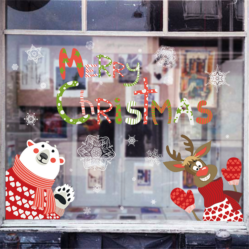 Christmas PVC Wall Stickers Window Plane Wallpaper Shop Living Room Dining Room
