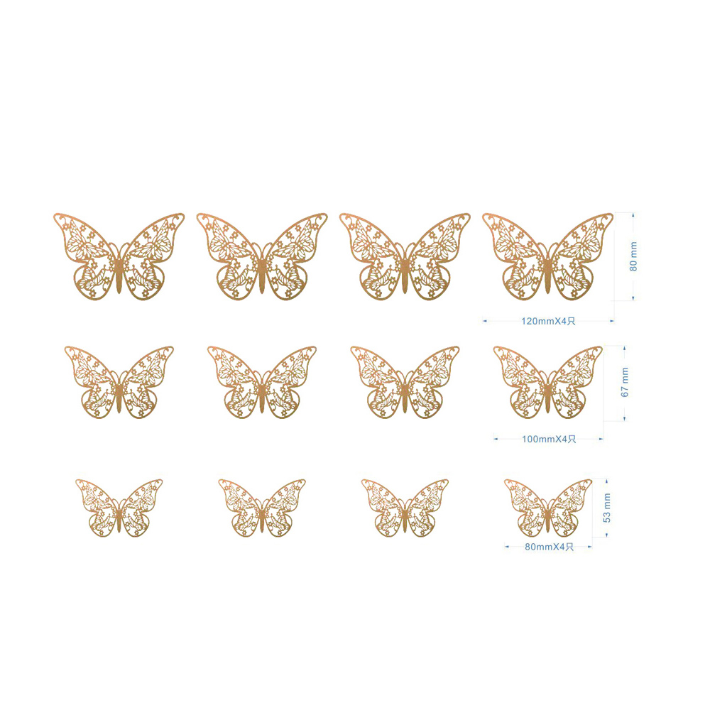 12 golden butterfly home decoration butterfly adornment 3D Butterfly Wall Sticke
