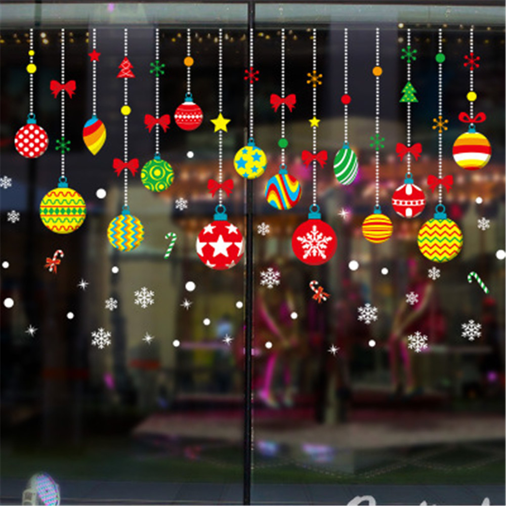 Color hanging ball garland snowflake Glass Window Sticker Removable