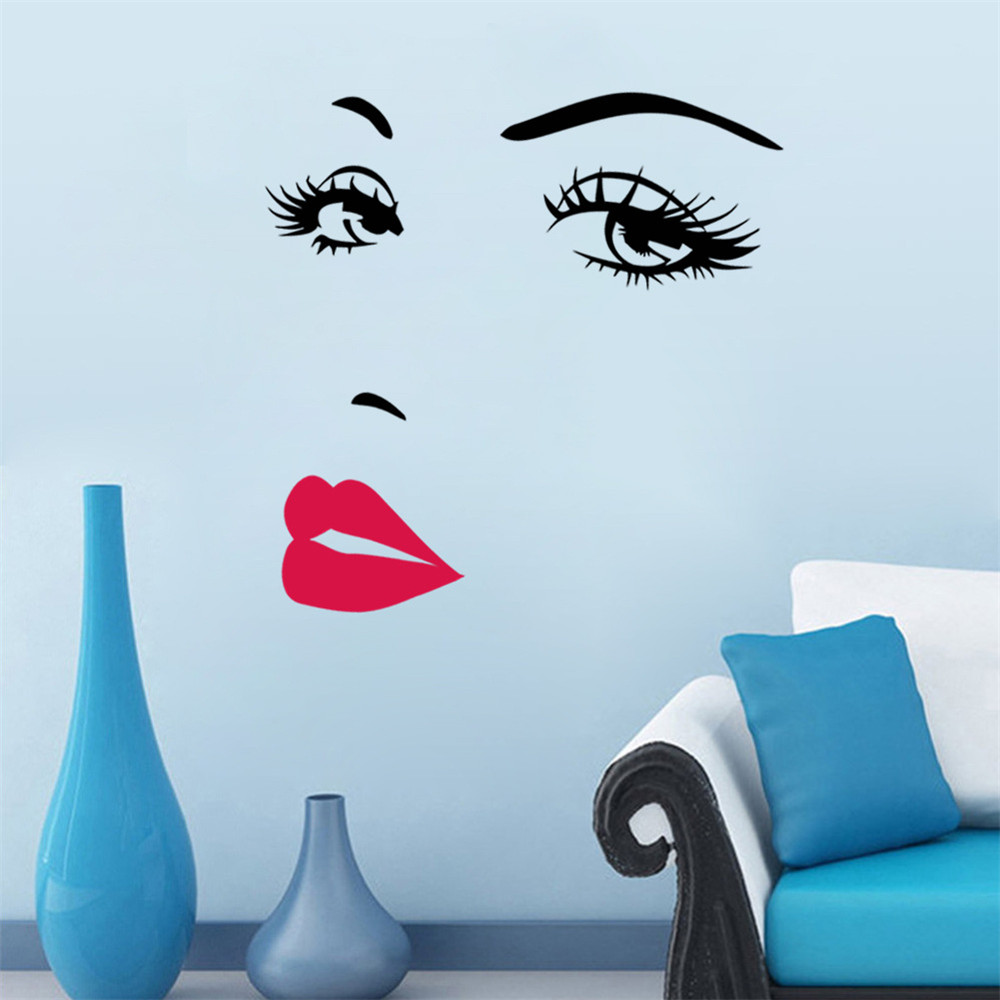 Sexy Girl Lip Eyes Wall Stickers Living Bedroom Decoration DIY Vinyl Decals