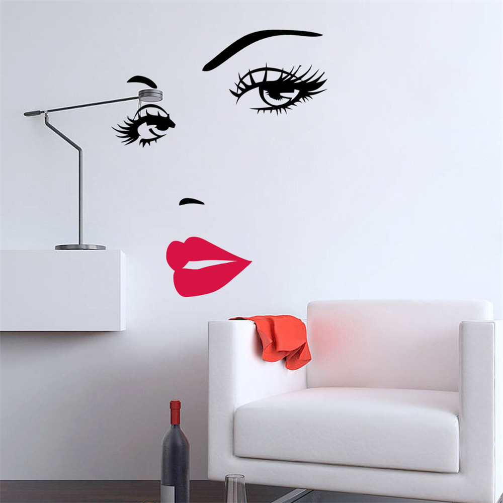 Sexy Girl Lip Eyes Wall Stickers Living Bedroom Decoration DIY Vinyl Decals