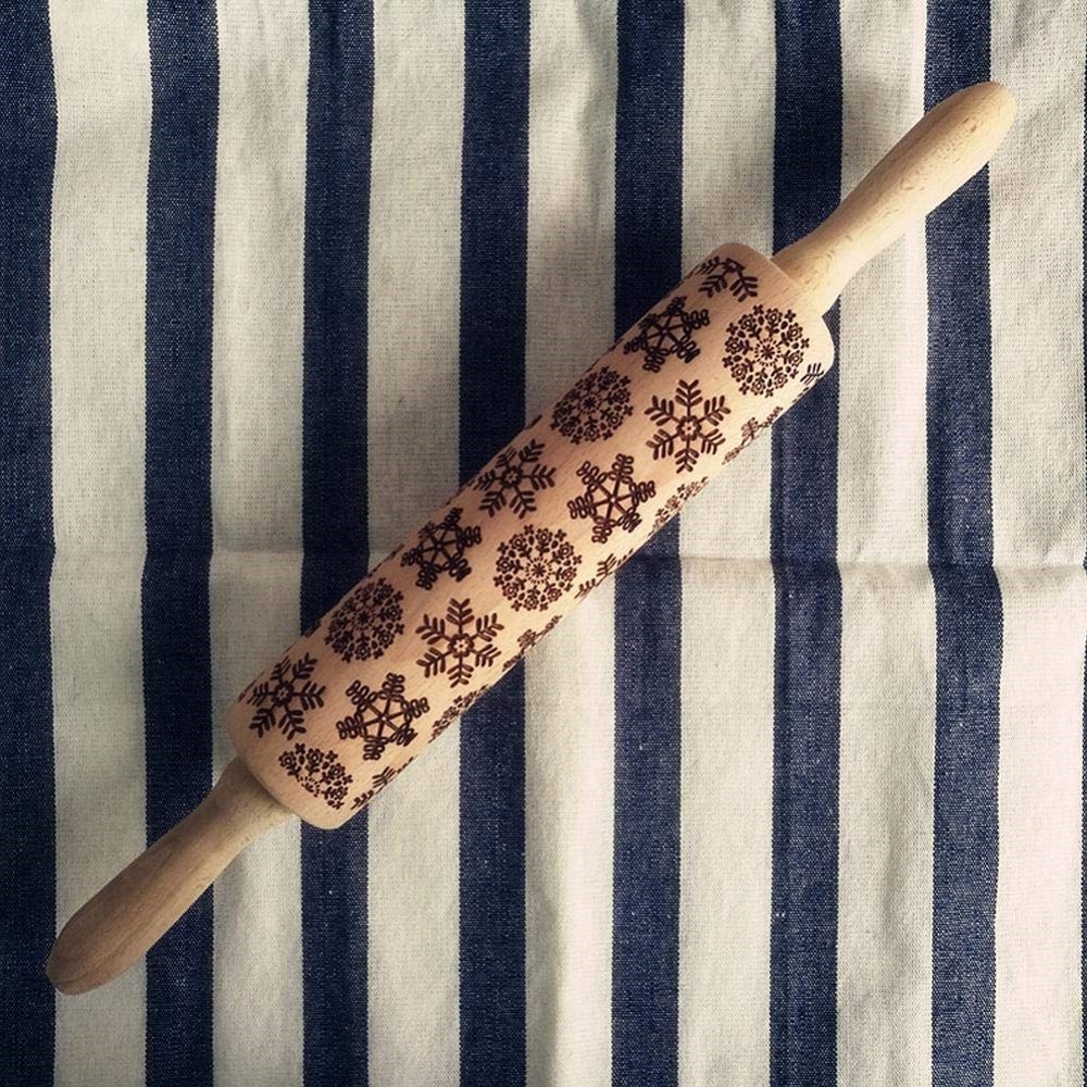 Rolling Pins with snowflake Pattern for Baking Cookies In Kitchen Tool Big