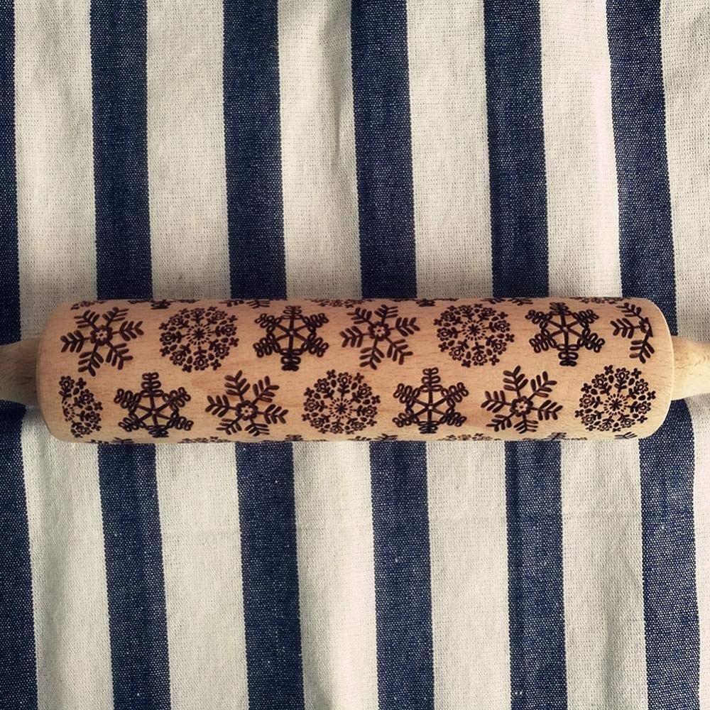 Rolling Pins with snowflake Pattern for Baking Cookies In Kitchen Tool Big