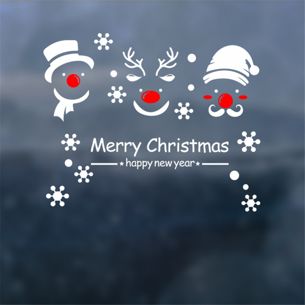 Red Nose Santa Reindeer Snow Glass Window Sticker Removable