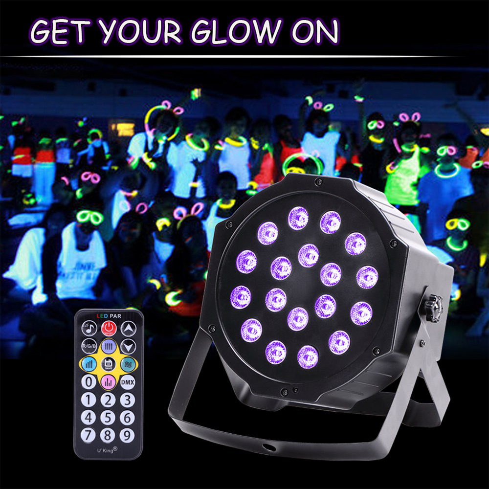 UKing 18W UV Blacklight 18 LEDs Par Stage Lighting with 1 Remote Control