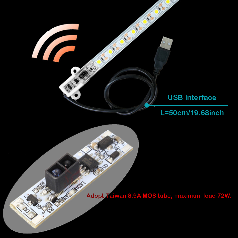 ZDM Waterproof 5050 Gesture Sensor Hard Light Bar USB Interface DC5V Warm White