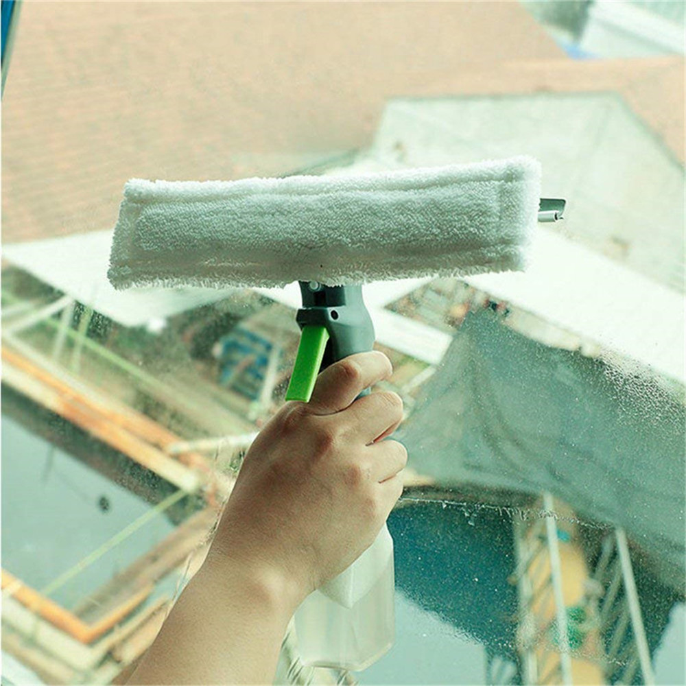 3 in 1 Spray Bottle Wiper Squeegee Microfibre Cloth Pad Kit Window Vac Cleaner