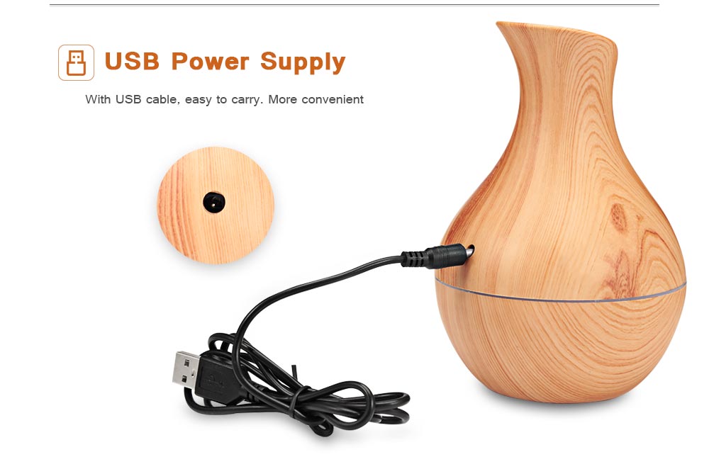 XBH - 038A USB Air Humidifier Oil Aroma Vase Shape Wood Grain Mini Mist Maker
