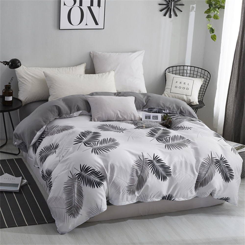 OMONNES Four-Piece Simple Bed Sheet Cover Shadow