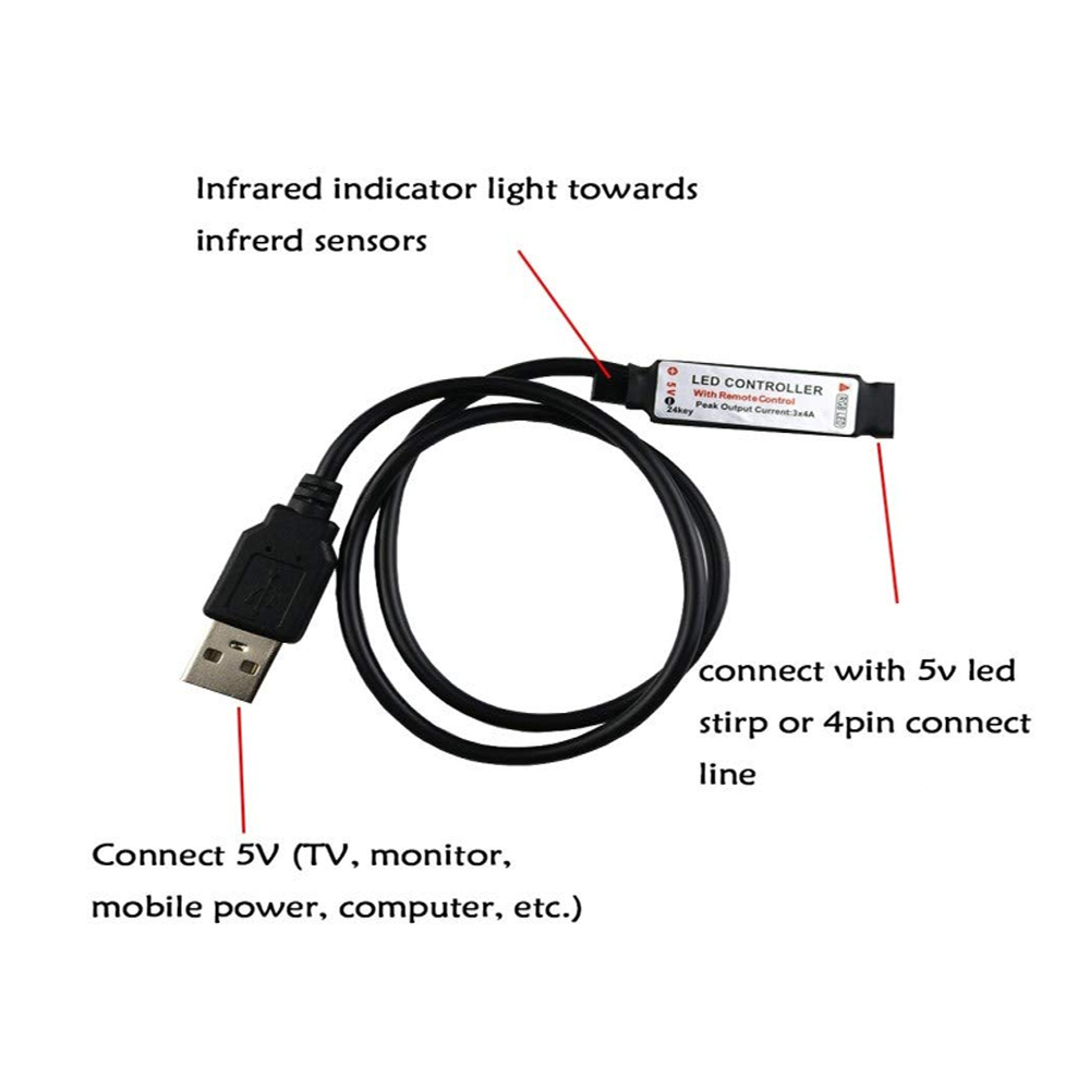 ZDM USB 5V Flexible Discoloration RGB 2835 LED String Lamp with Remote Control