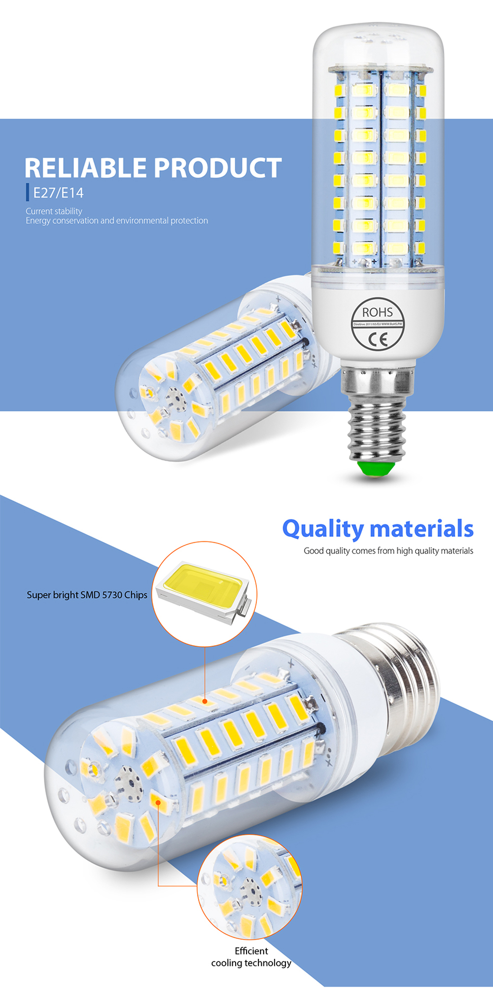 E14 7W LED Corn Bulb Lamp 48-SMD 5730 (AC 220)