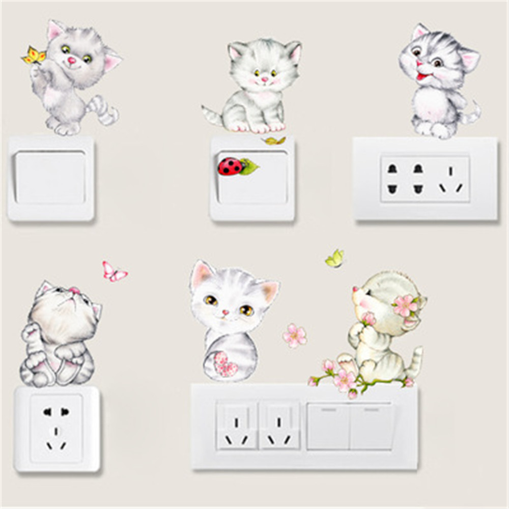 3D Vivid Lovely Cats Wall Stickers for Kids Rooms Bathroom Toilet Home Decor