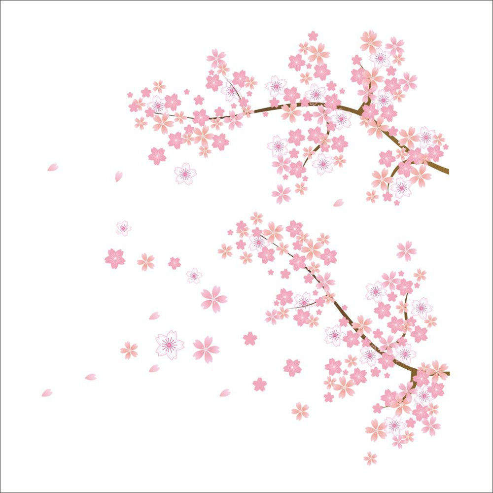 Pink Plum Blossom Branch Wall Sticker Removable Home Decoration Wall Sticker
