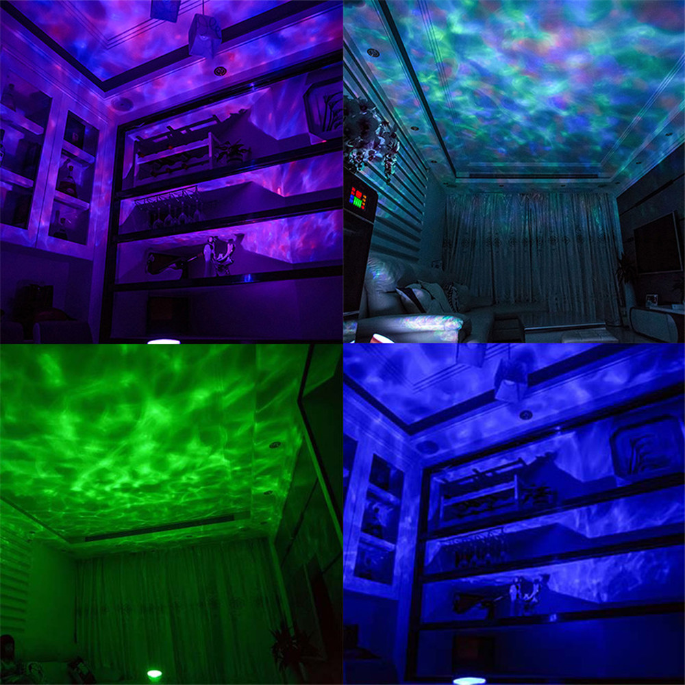 7 Colors 12LED Lamp Remote Control Ocean Wave Projector USB Nightlight Rooms