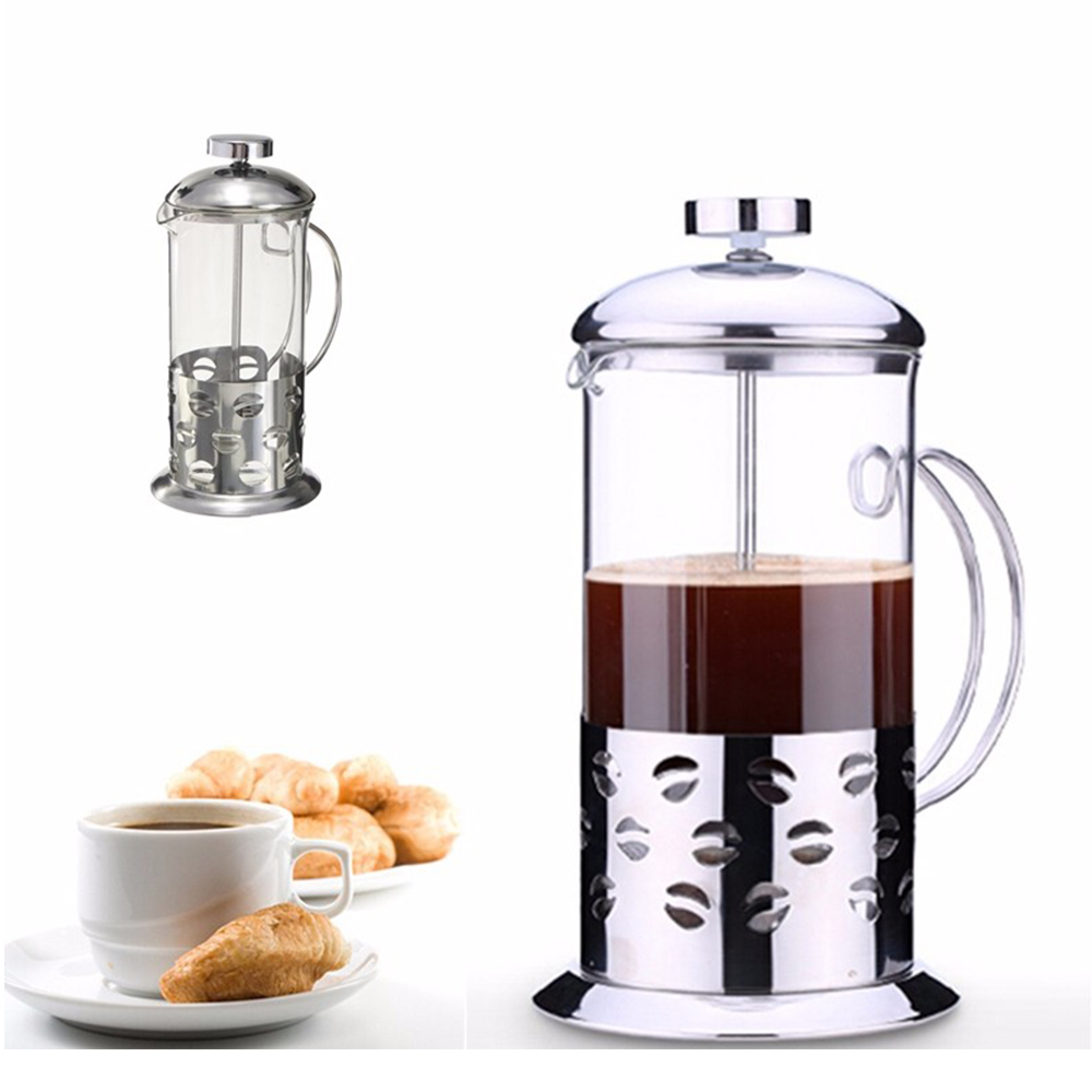 Stainless Steel Manual Pressure Glass Coffee Teapot