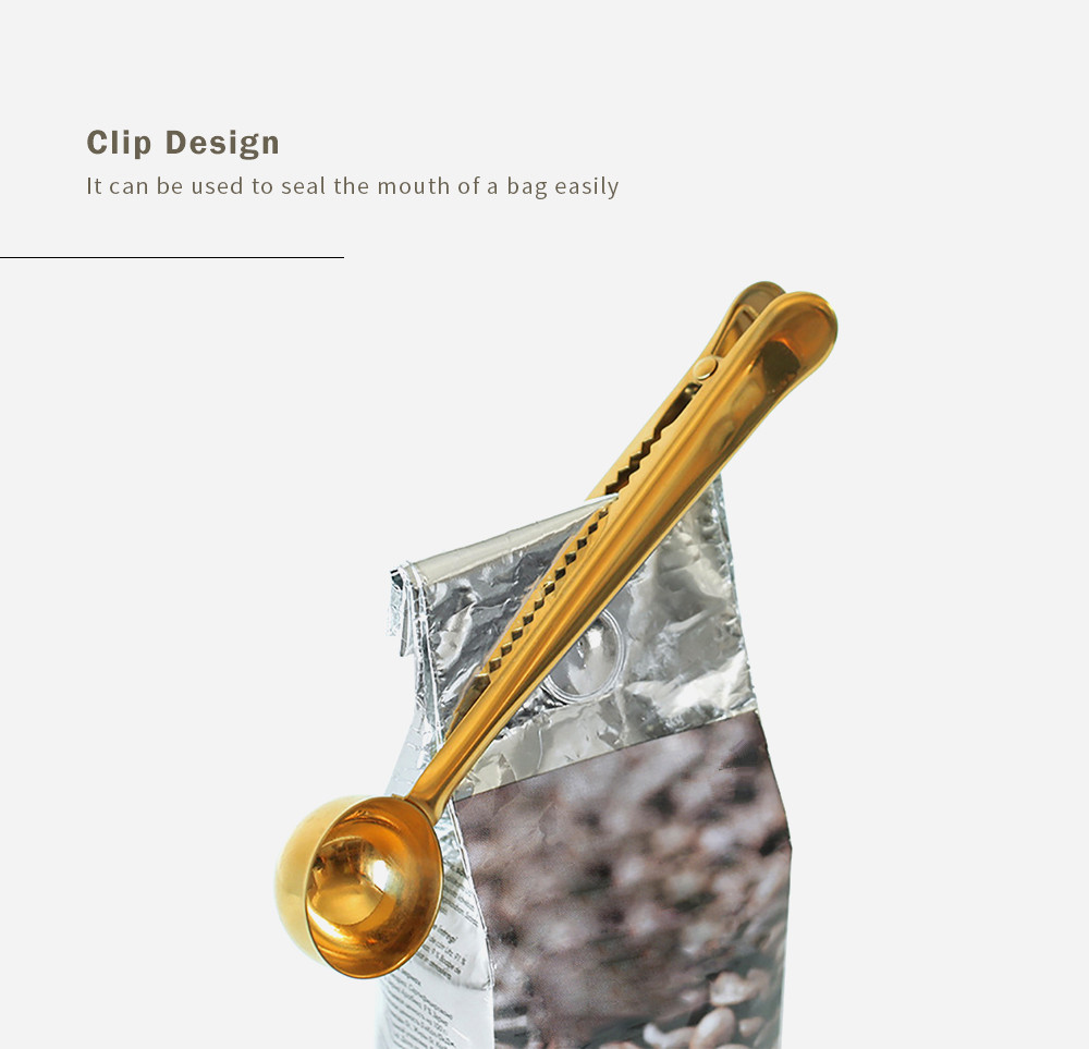 Stainless Steel Coffee Tea Measuring Scoop Spoon with Bag Seal Clip
