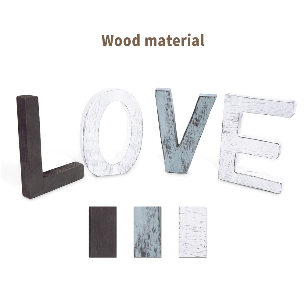 Distressed Wood Block Love Sign Decorative Wooden Cutout Letters