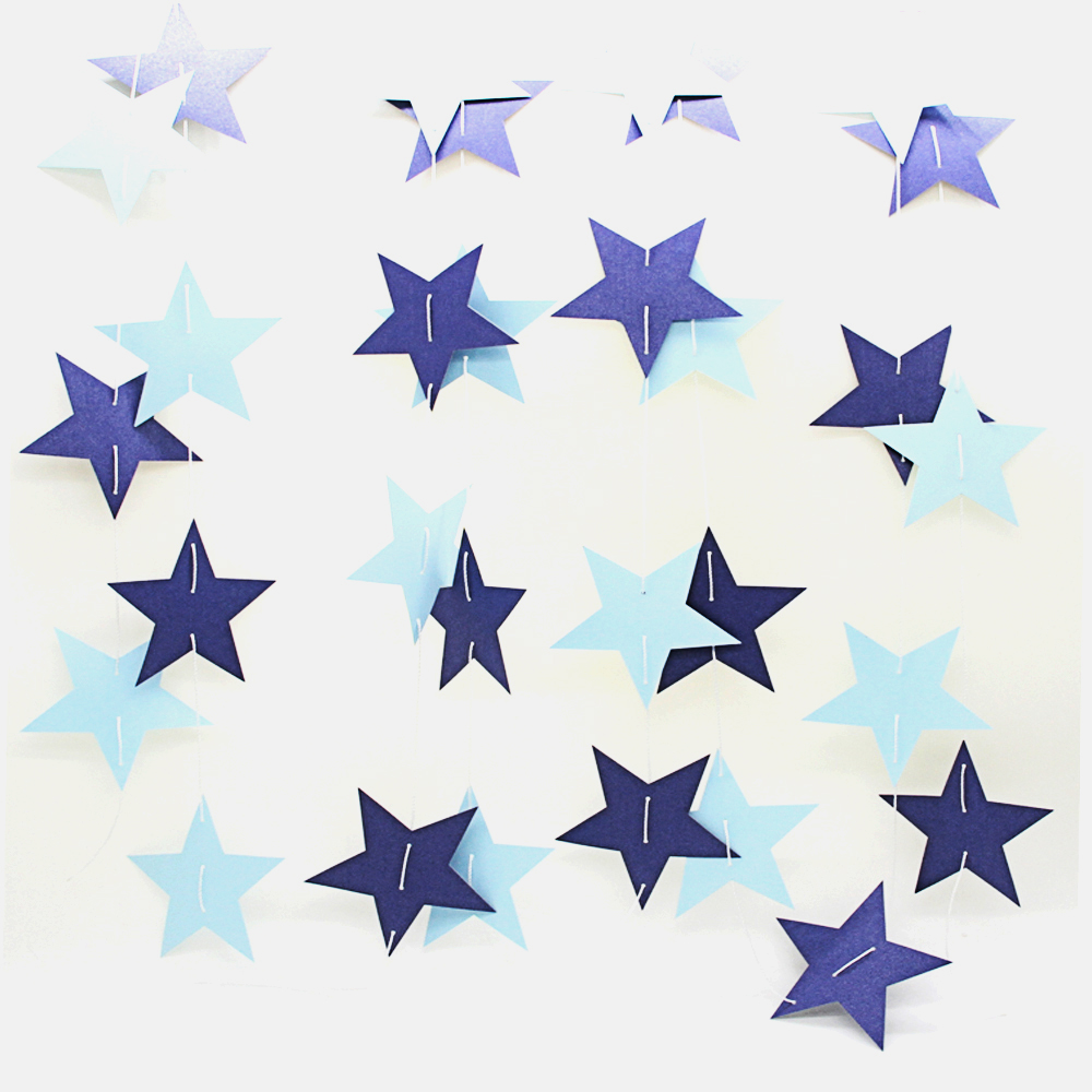Colorful 4m paper string star wedding decoration pull-up party Pentagon hanging