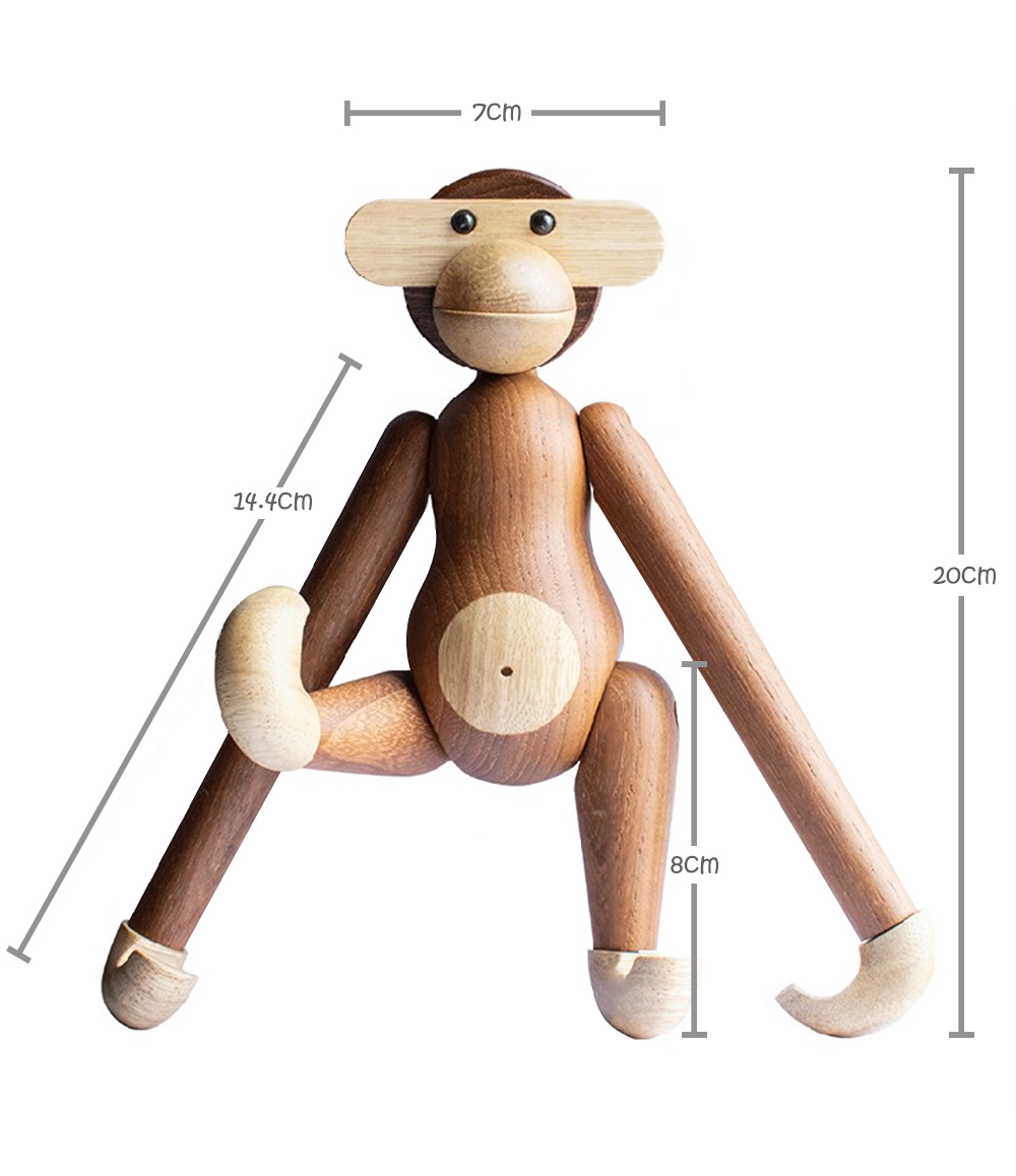 Wooden Monkey Figurine Teak Desk Christmas Ornaments for Home Decor