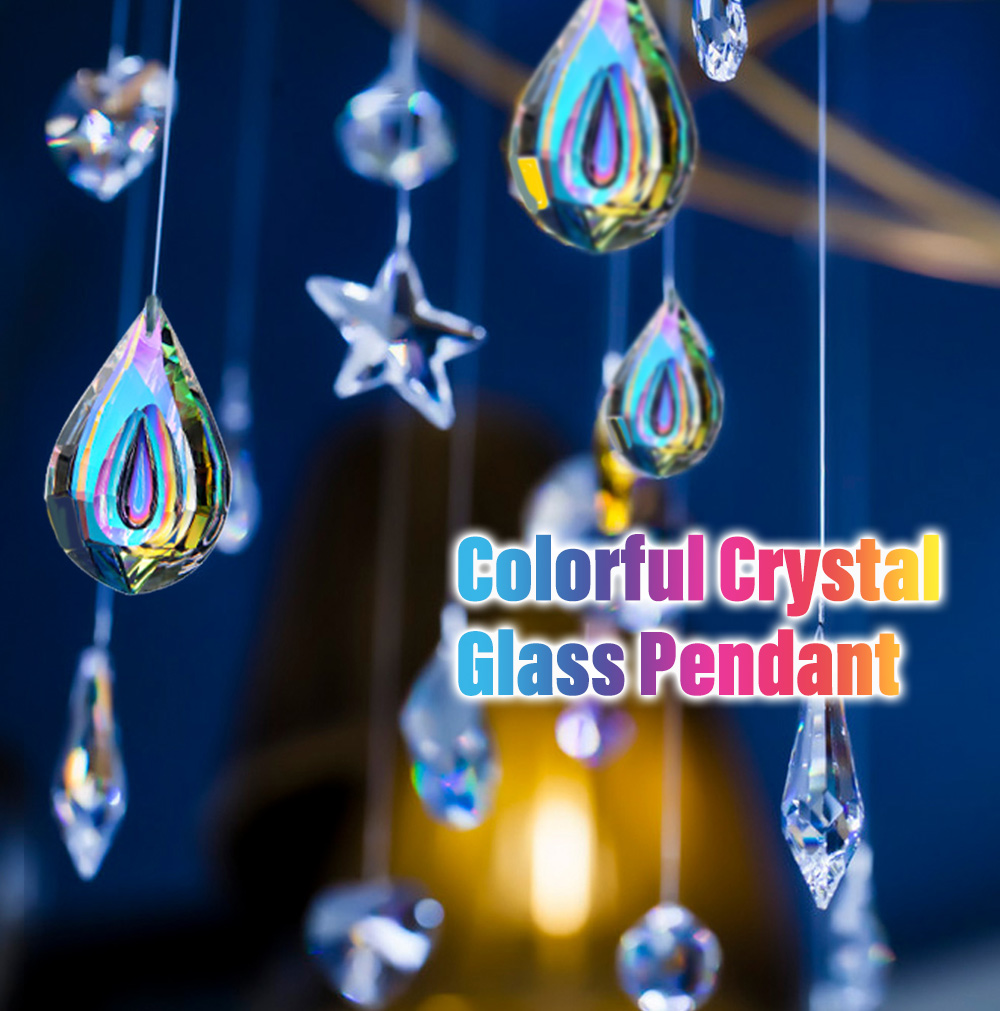 76mm Colorful Chandelier Glass Crystals Lamp Prisms Parts Hanging Drops Pendants