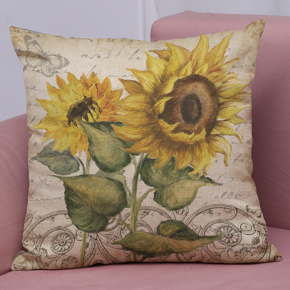 Sunflower Cushion Pillow Flax Soft Mordern Europe America Style