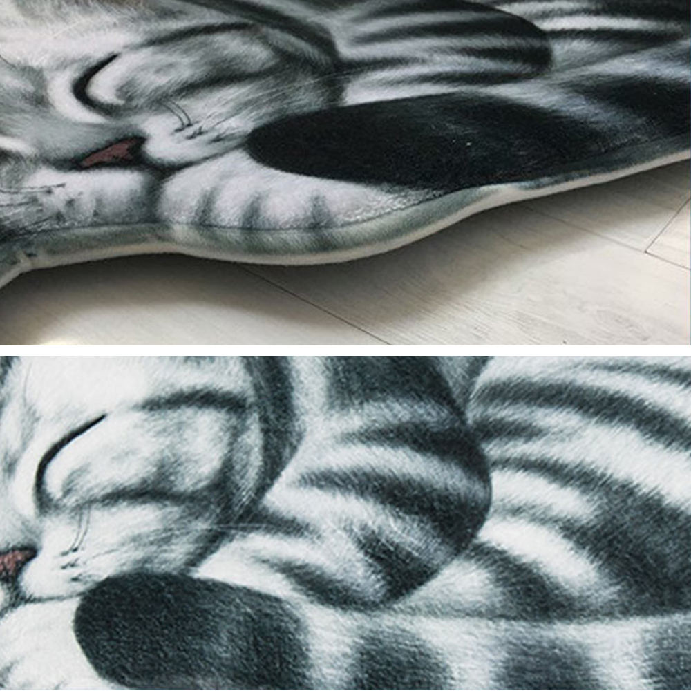 Flannel Lovely Kitten Enters The Door Mat Kitchen Carpet Bathroom Non-Slip Mat B