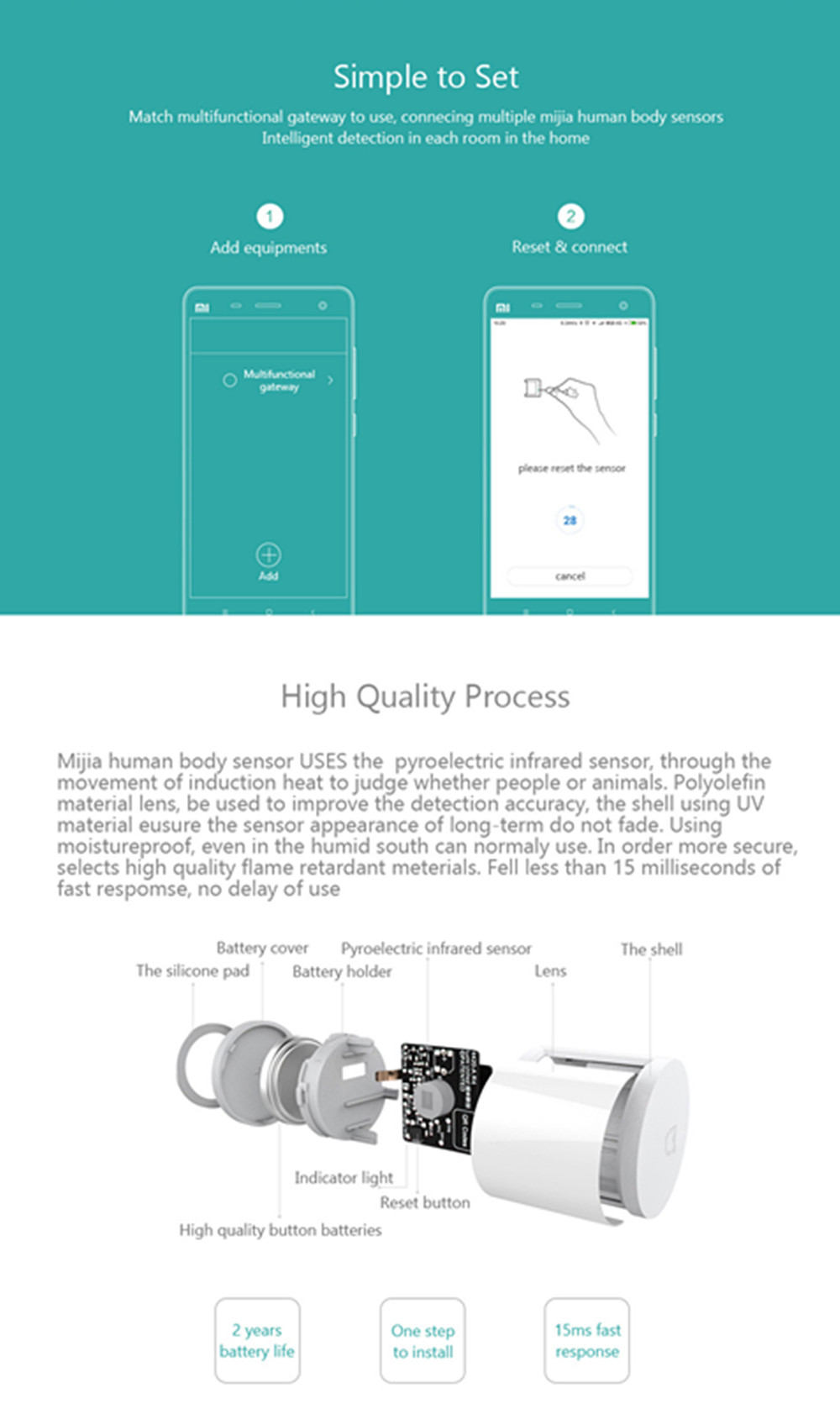 Xiaomi Mijia Smart Human Body Motion Sensor ZigBee Wireless Connection