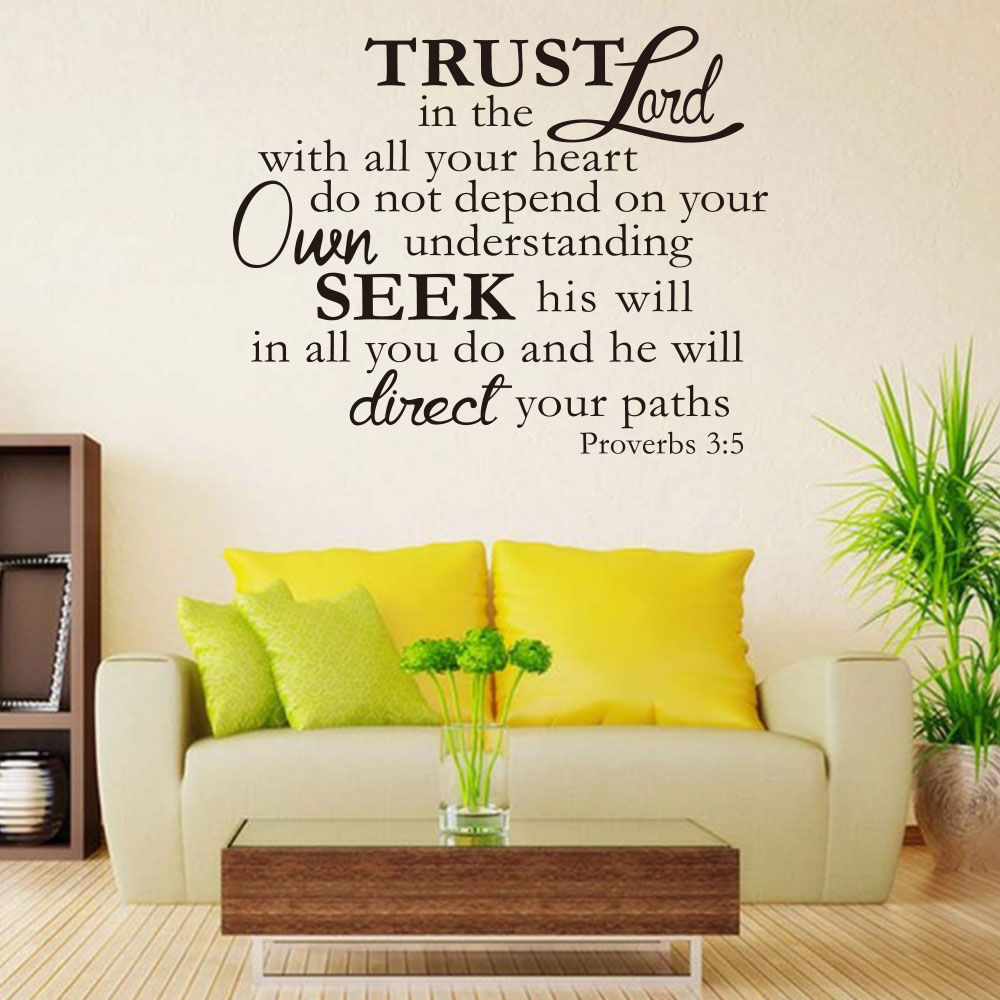 Trust in The Lord with Your Heart Art Apothegm Home Decal Wall Removable Sticker