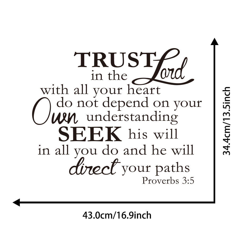 Trust in The Lord with Your Heart Art Apothegm Home Decal Wall Removable Sticker