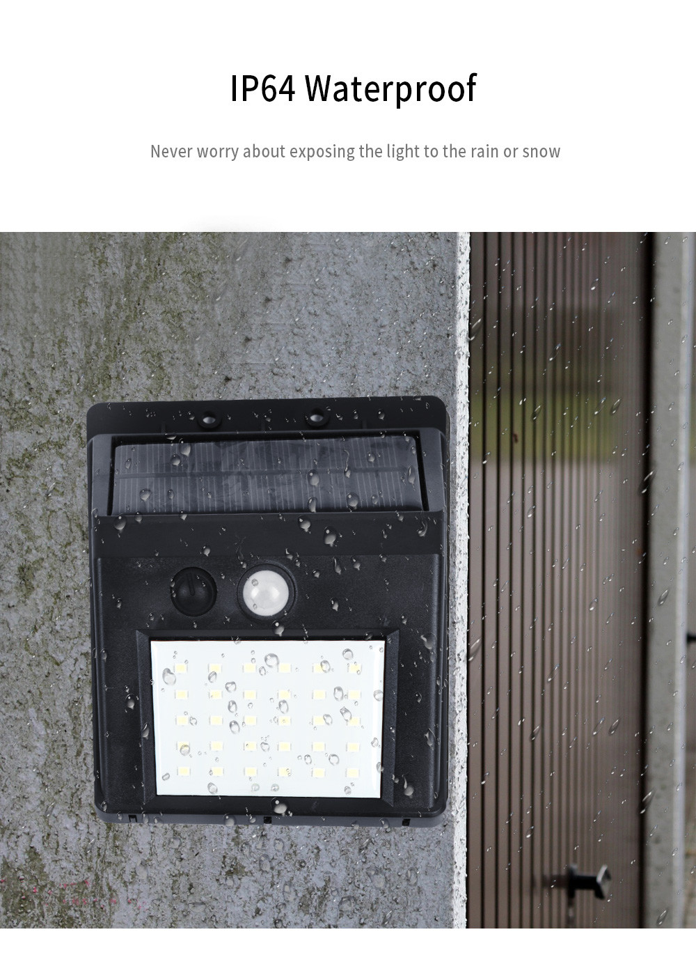 30 LEDs IP64 Separable Solar Motion Sensor Wall Light for Garden Doorplate