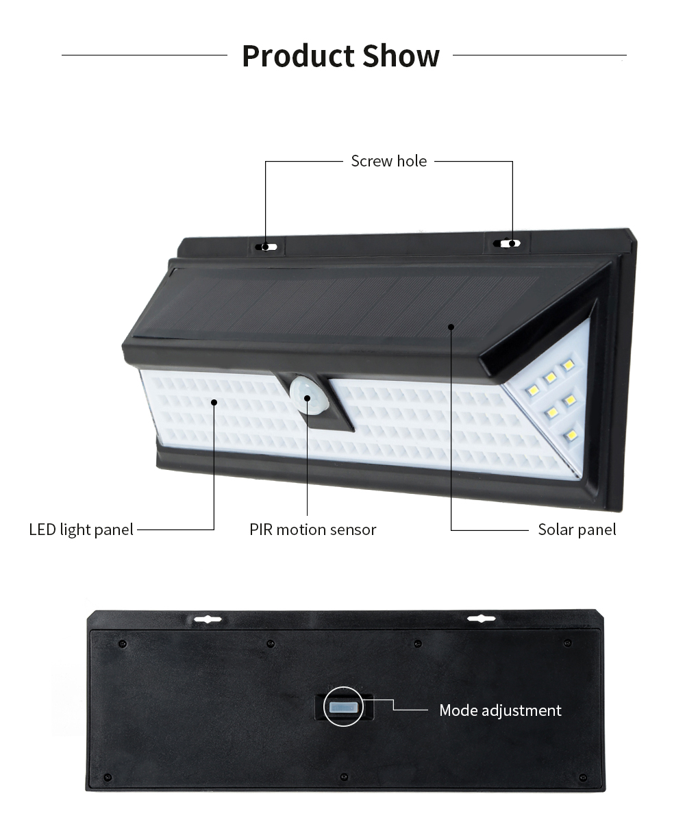 118 LEDs IP65 Solar Motion Sensor Wall Light for Garden