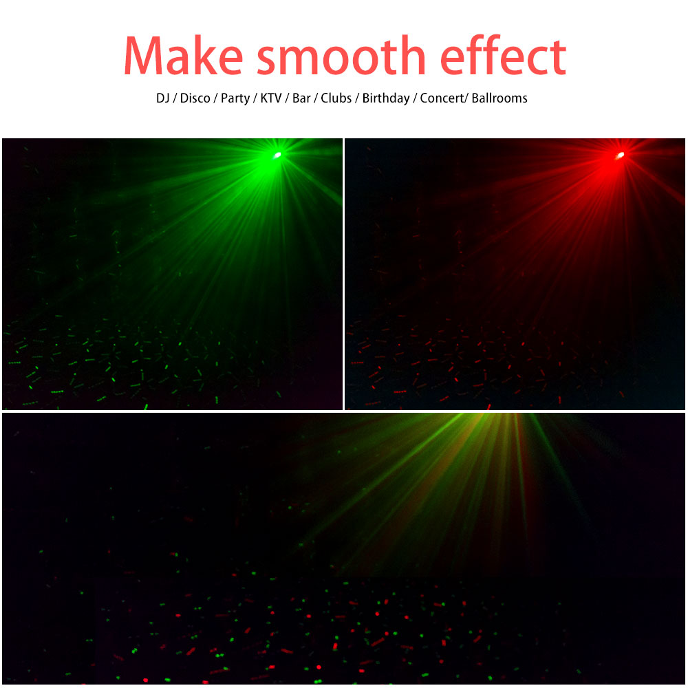 UKing Mini Laser Stage Light with Auto Color Change (Red/Green) and Strobe Modes