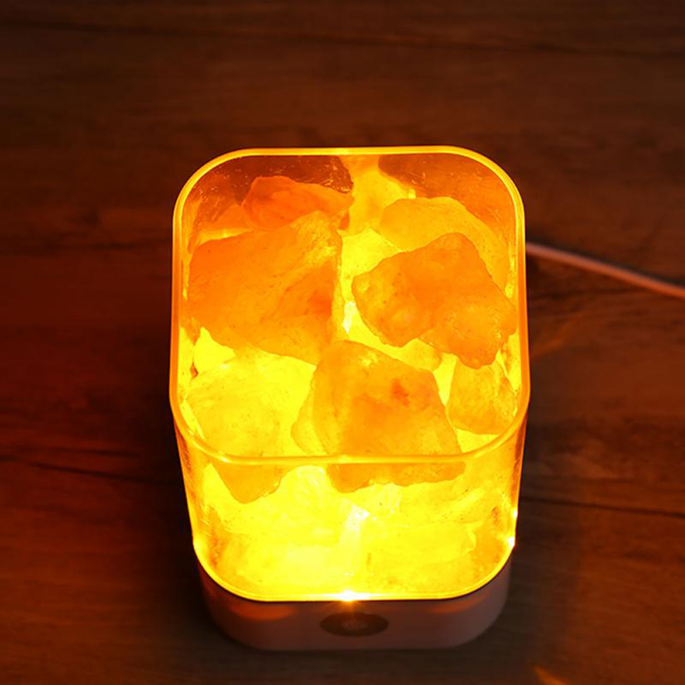 USB LED Night Light Crystal Salt Lamp Decoration Home Bed