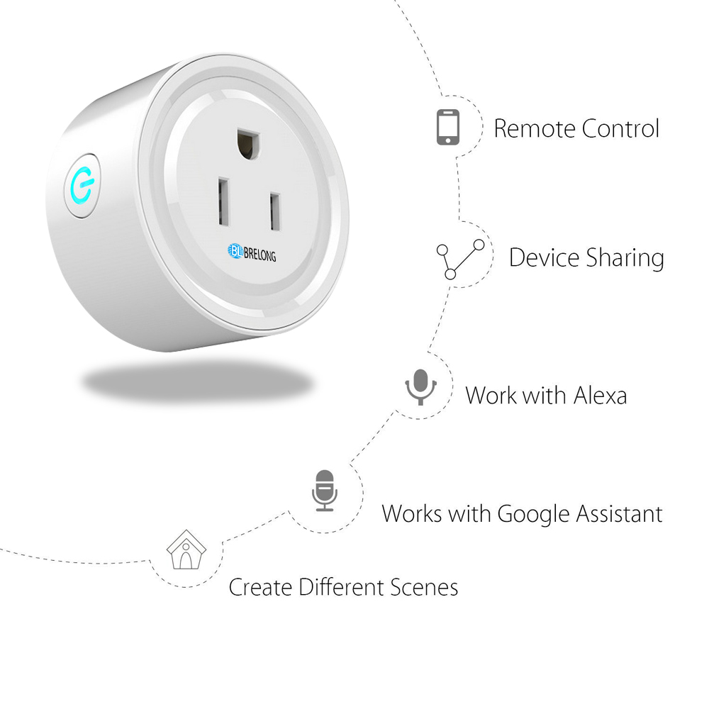 BRELONG Smart Wifi Remote Timing Plug for Alexa / Google Homepage US