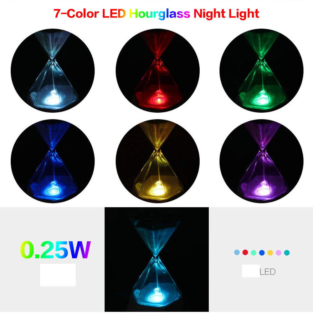 BRELONG USB Rechargeable 7 Color LED Hourglass Touch Night Light