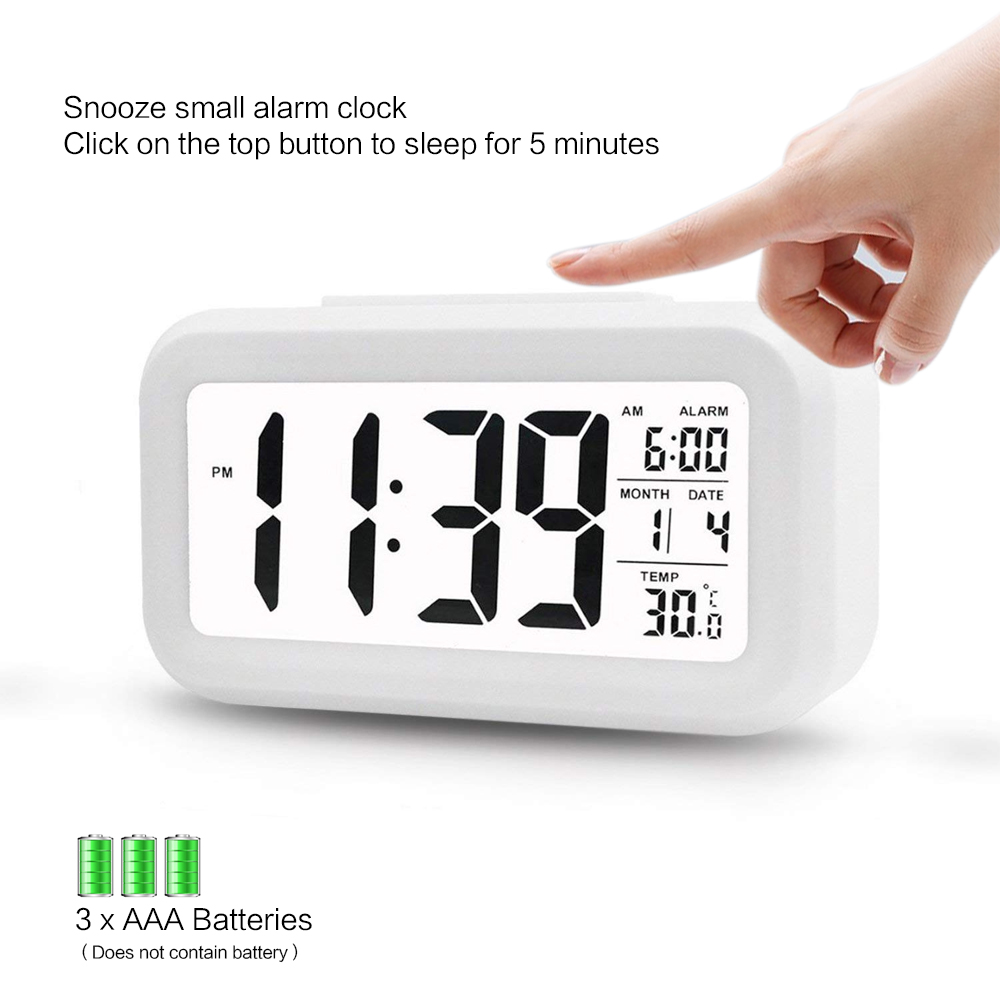 BRELONG Digital Month Temperature Date Shows Snooze Alarm Clock Night Light