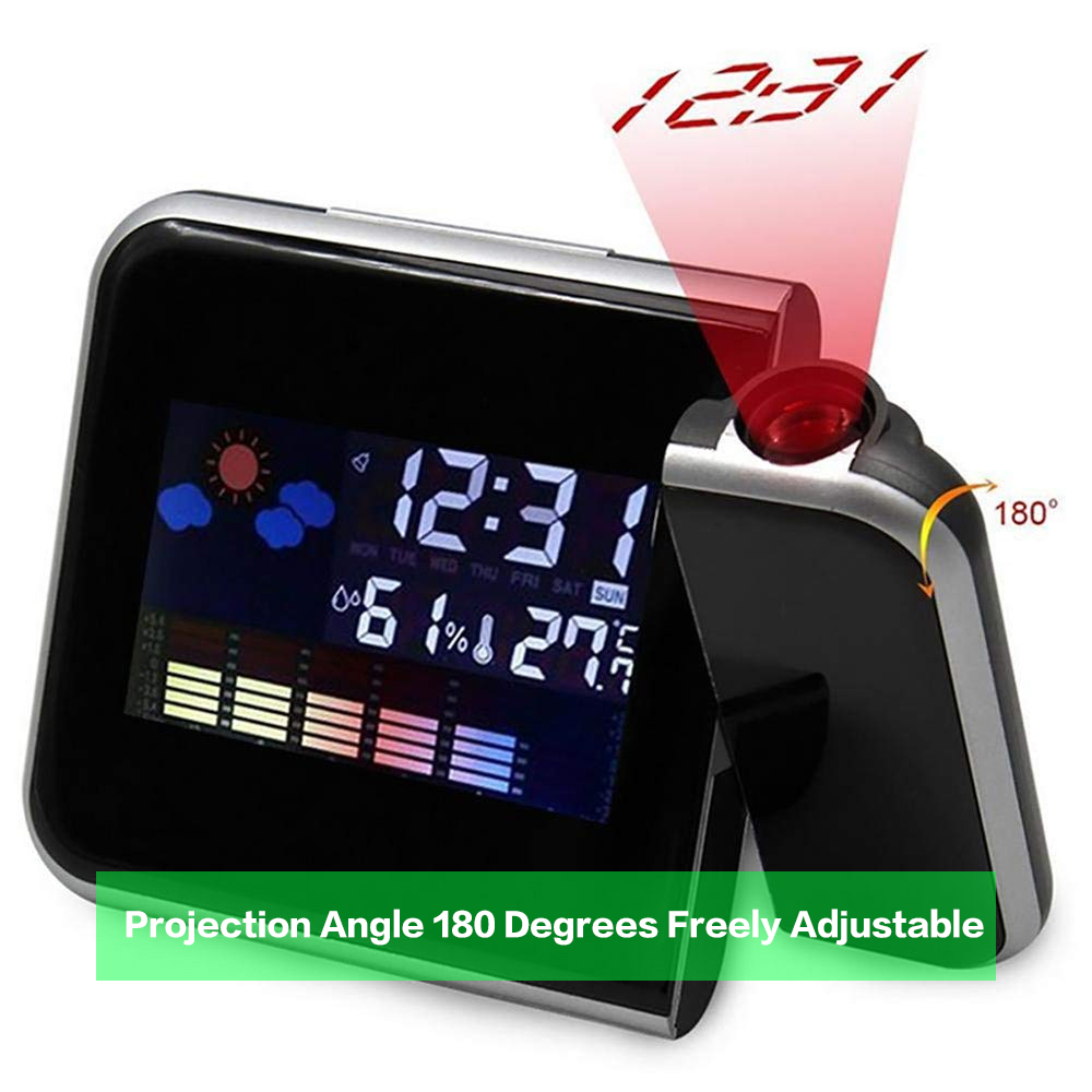 BRELONG Black Snooze Digital Time Display Projection Alarm Clock