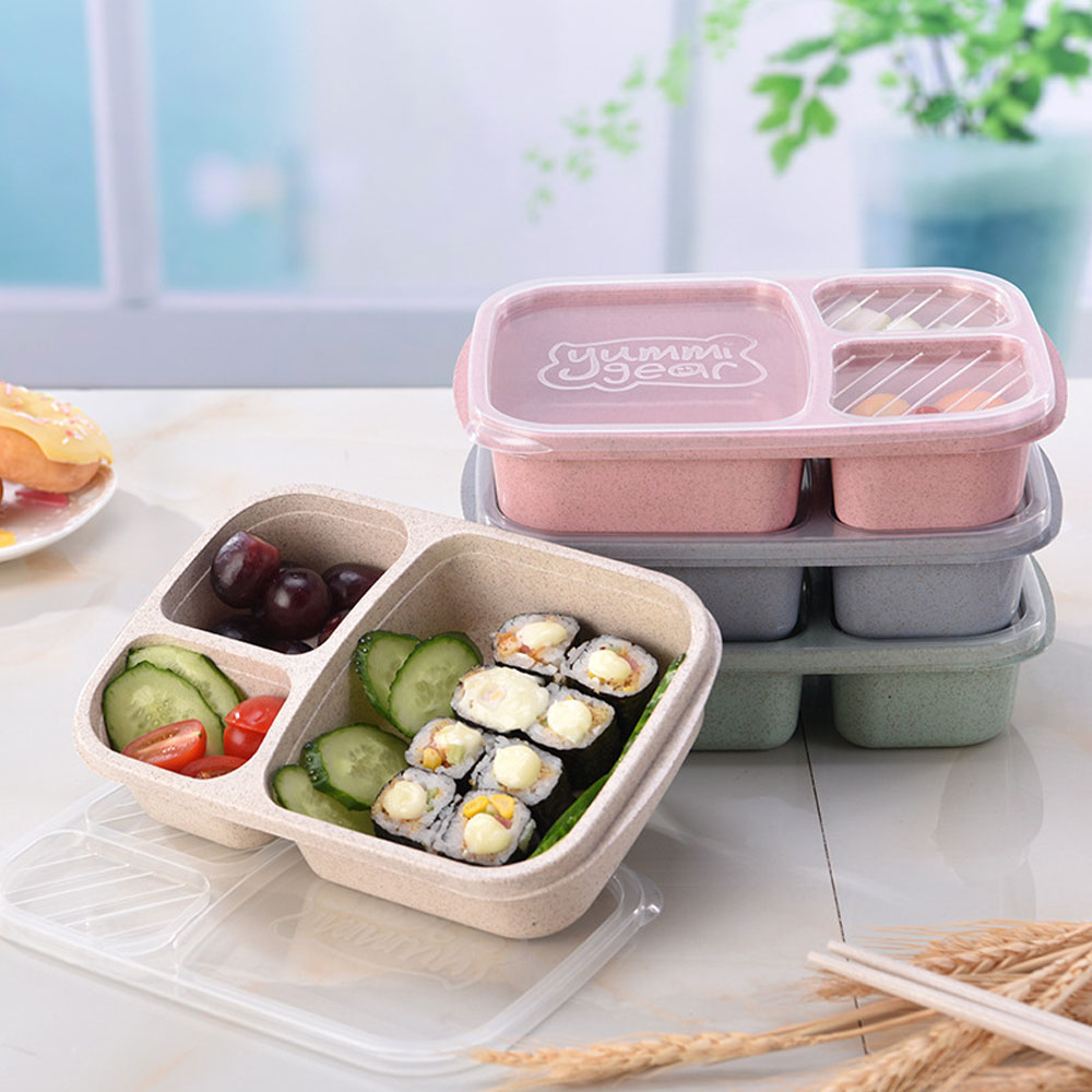 1Pc Wheat Straw Lunchbox Storage Container Biodegradable Bento Lunch Boxes