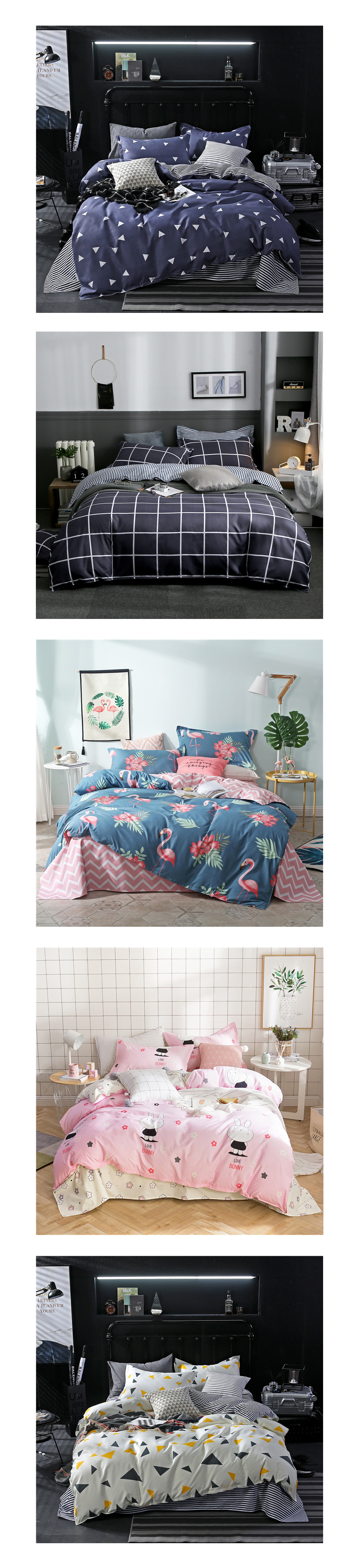 NIUFEISI Printed Aloe Cotton Double Bed Four-Piece Set