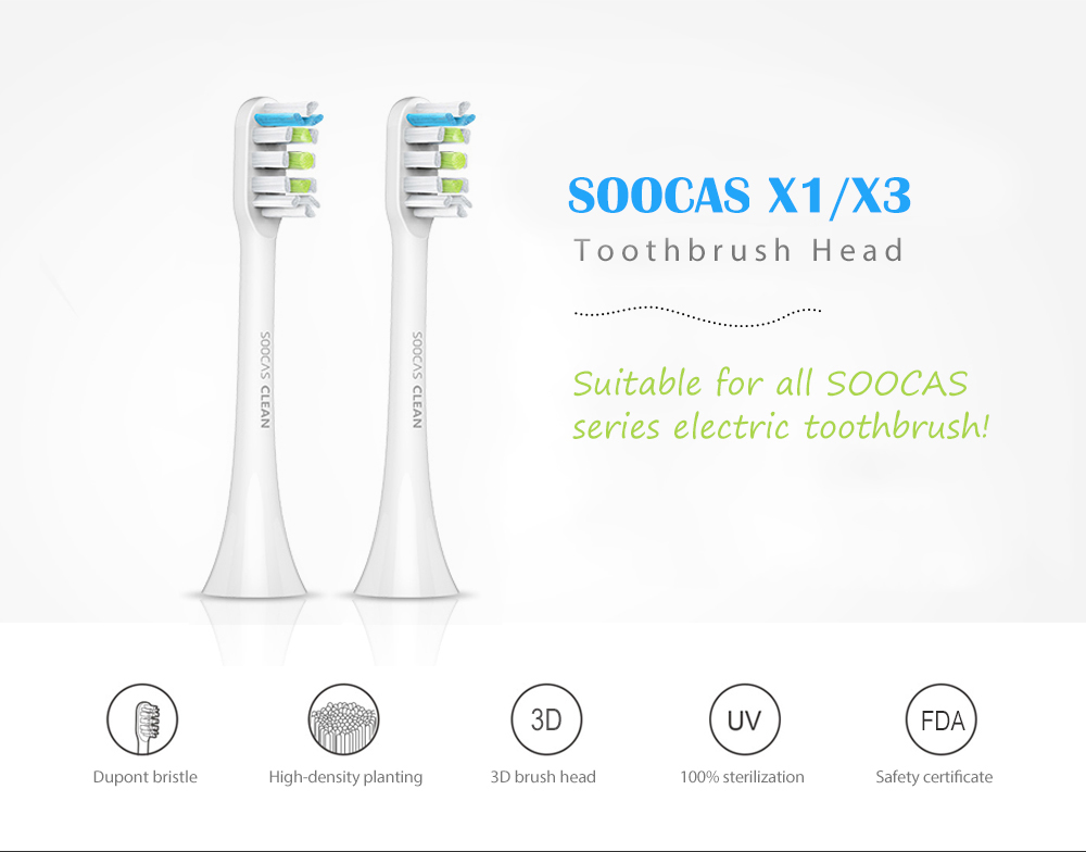 2PCS SOOCAS X1 / X3 Replacement Toothbrush Head