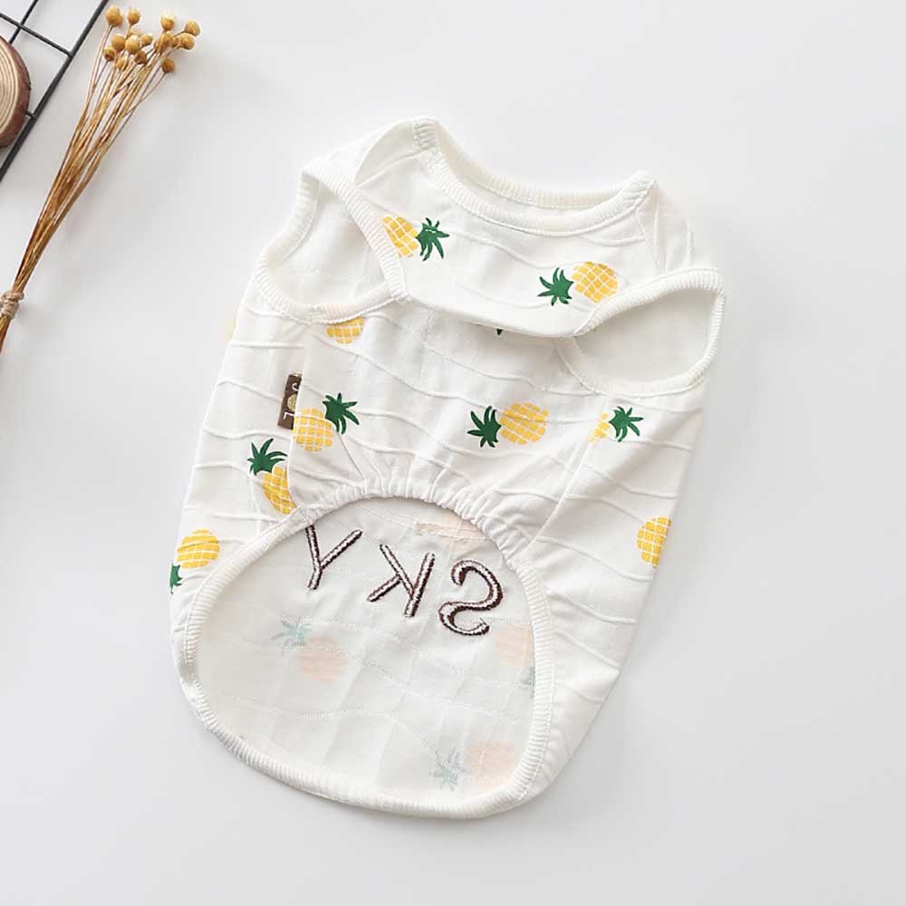 Fashion Cotton Stretch Pet Vest Pineapple Embroidery Dog Clothes