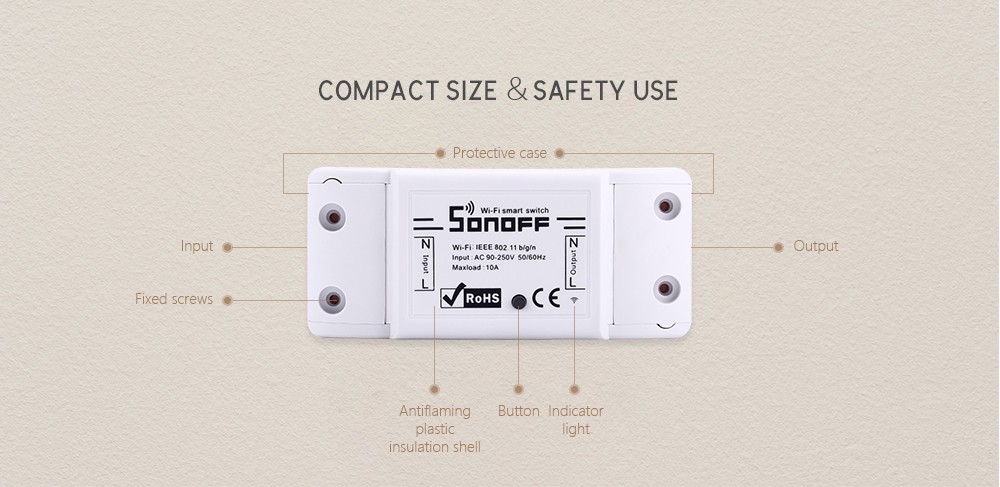 SONOFF BASIC Wireless WiFi Smart Switch Intelligent Remote Control for DIY Home Safety