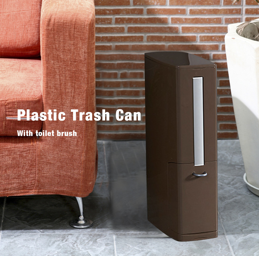 Multifunction Narrow Type Plastic Trash Can with Toilet Brush