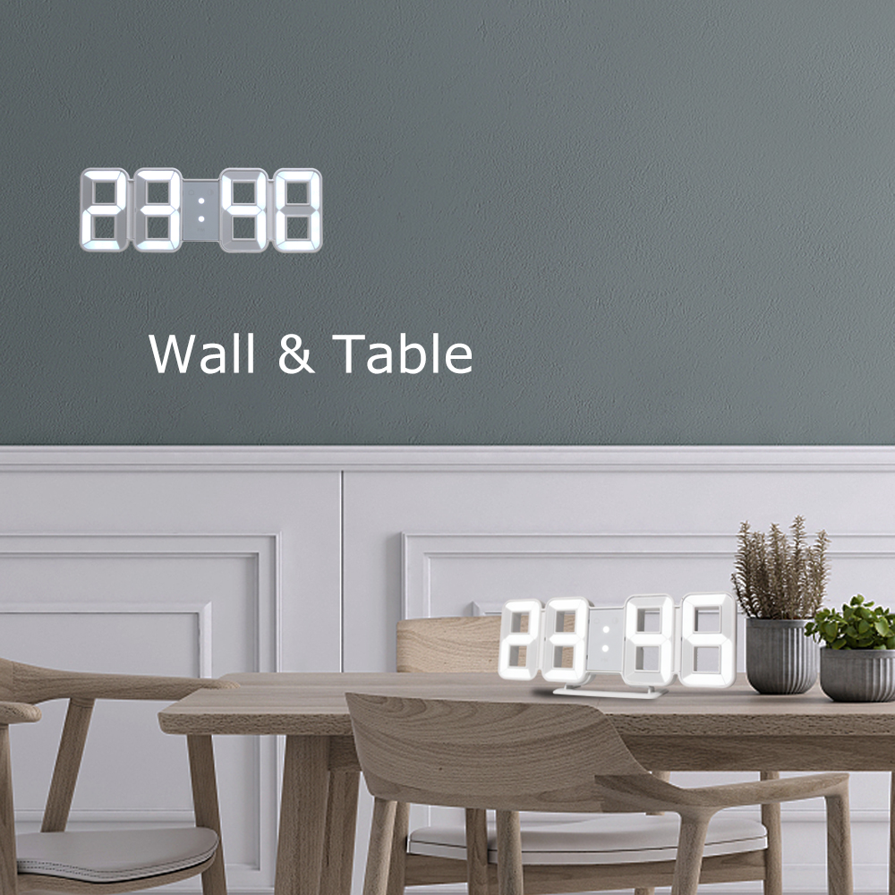 LED Digital Alarm Clock for Table or Wall with Temperature Alarm