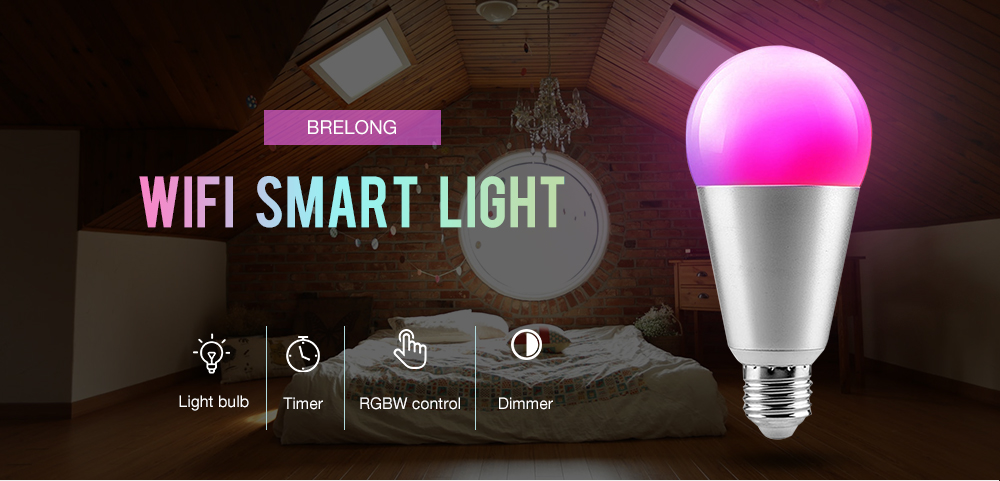 BRELONG Smart WiFi Remote Phone APP Voice Control RGBW Decorative Light Bulb Support Alexa / Google Home
