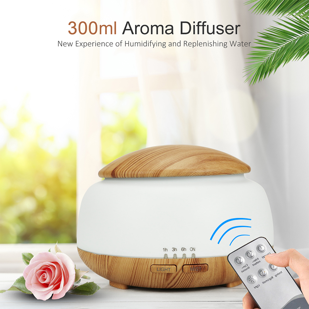 Remote Control 300ML Essential Oil Diffuser Wood Grain Aromatherapy Humidifier