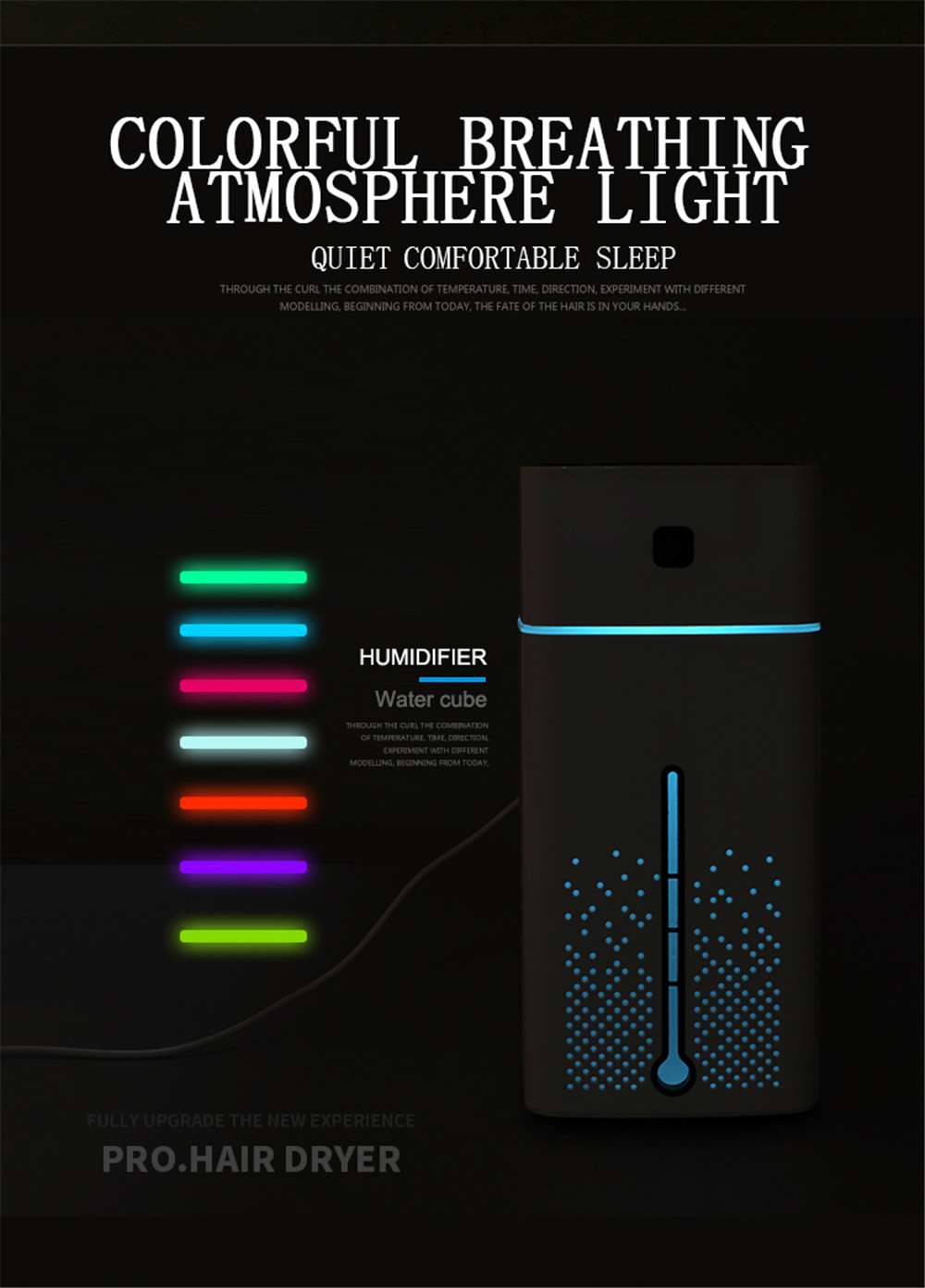 Air Humidifier Ultrasonic Aromatherapy Diffusers LED Night Light Mist Purifier