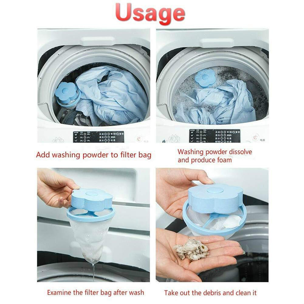 Household Reusable Washing Machine Floating Lint Mesh Bag Hair Filter Net Pouch
