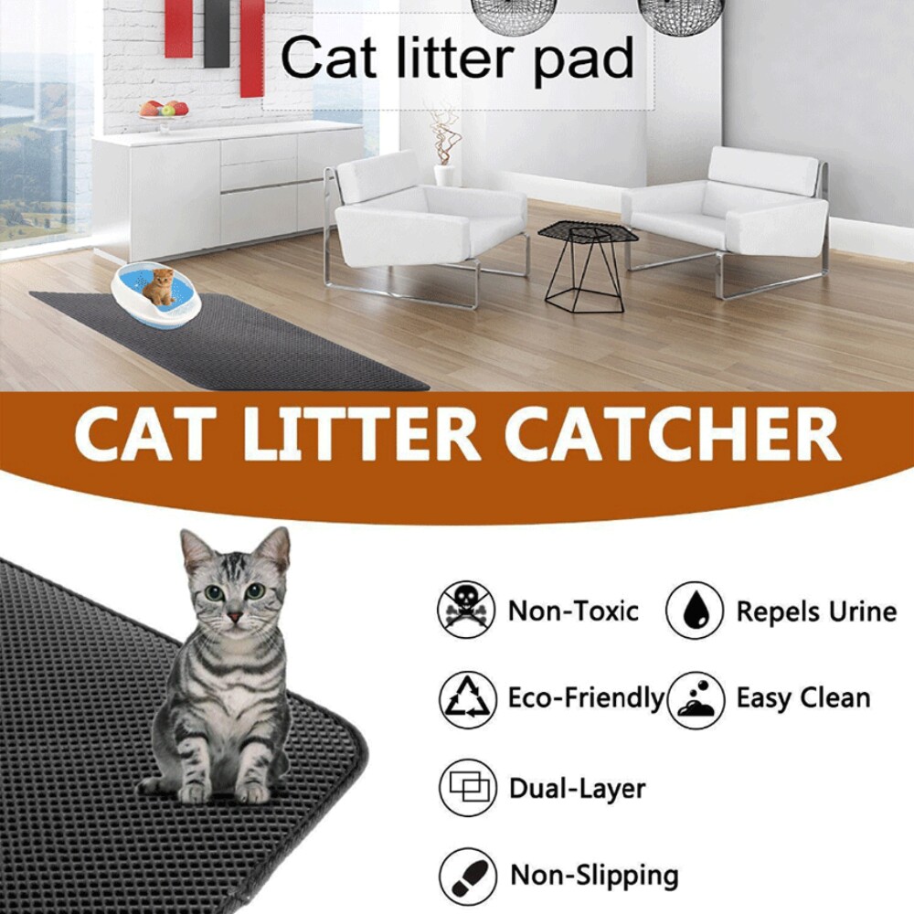 Waterproof Pet Cat Litter Mat EVA Double Layer Cat Litter Trapping Pets Mat
