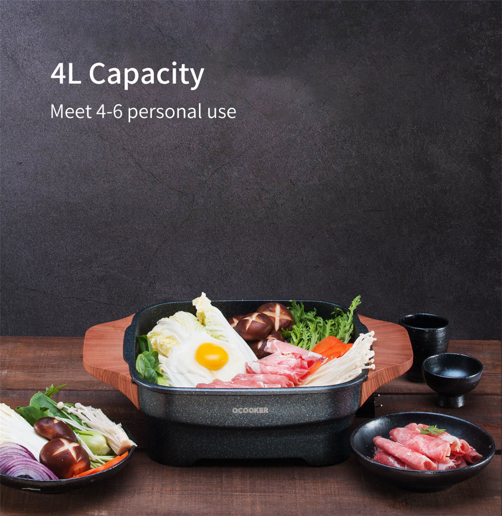QCOOKER 4L Multifunctional Non-Stick Coating Electric Hot Pot from Xiaomi youpin